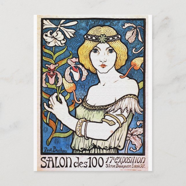 Belleza de época Art Nouveau - Postal (Anverso)