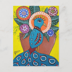 Belleza de la postal del pavo real del arte