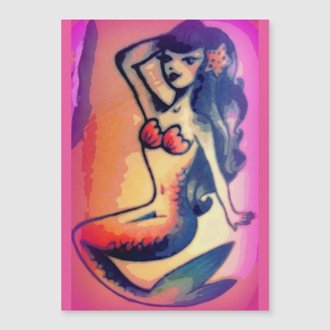 belleza de sirena de pelo oscuro (Anverso)