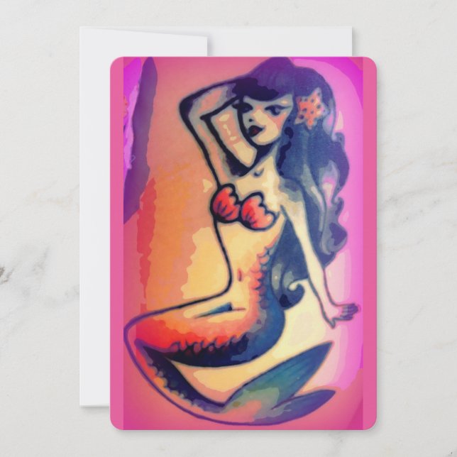 belleza de sirena de pelo oscuro (Anverso)