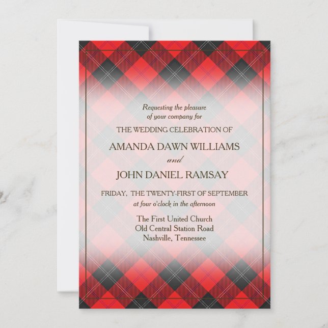 Belleza de Tartán Clan Ramsay Rojo Plaid Escocés (Anverso)