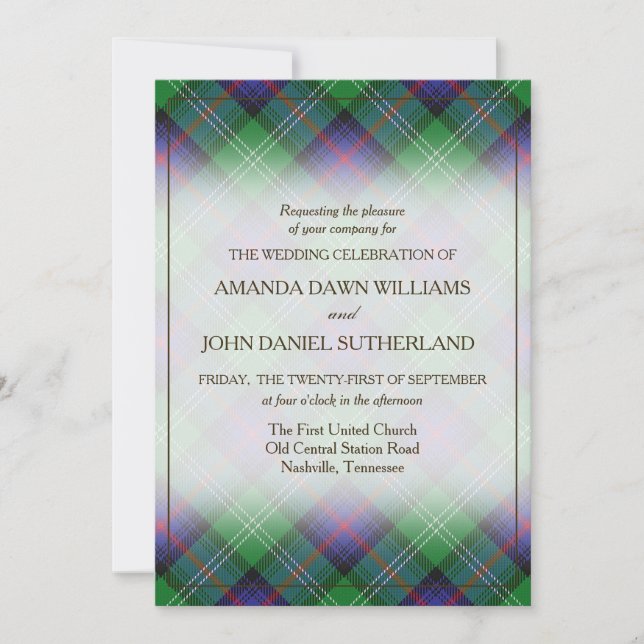 Belleza de Tartán Clan Sutherland Plaid Escocés (Anverso)