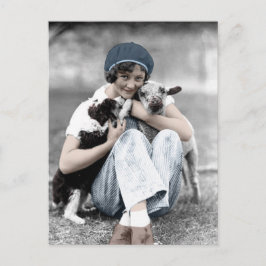 Belleza del vintage con la postal de los animales