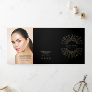 Belleza Elegante Folleto Negro Sol Explosión Dorad