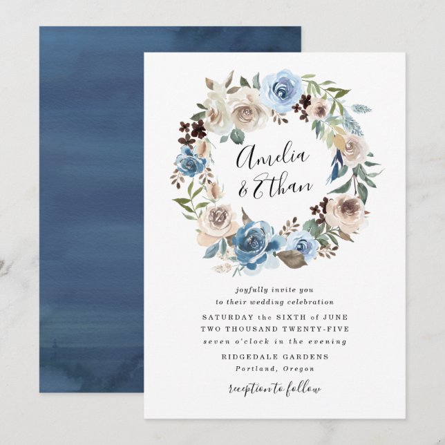 Belleza en Flor | Invitación de Boda Floral (Anverso / Reverso)