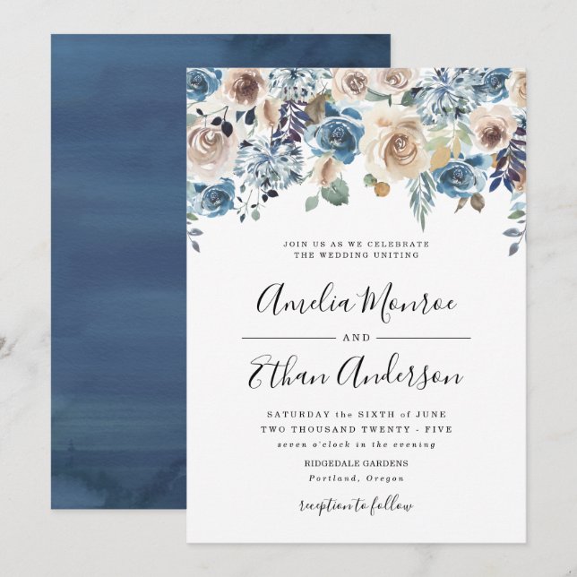 Belleza en Flor | Invitación de Boda Floral (Anverso / Reverso)