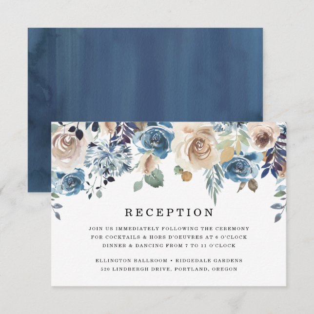 Belleza en Flor | Tarjeta de Recepción de Boda (Anverso / Reverso)
