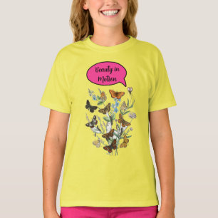 Belleza en movimiento camiseta femenina con maripo