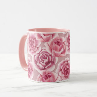 Belleza floral - taza con flores rosadas.