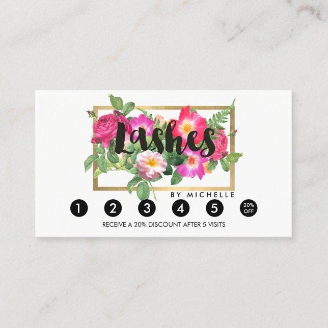 Belleza Florals Extensiones Lash Tarjeta de Lealta (Anverso)
