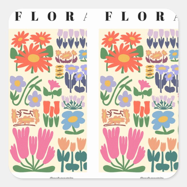 Belleza floreciente: Colección de Pegatinas floral (Anverso)