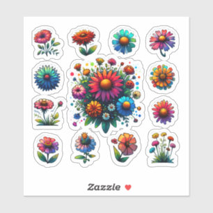 "Belleza floreciente - Conjunto de Pegatinas flora