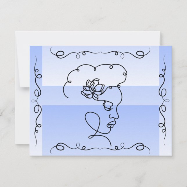 Belleza flotante: Tarjeta Art Blank Periwinkle Lin (Anverso)