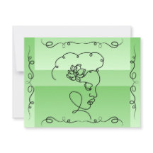 Belleza flotante: tarjeta blanca de arte de línea 