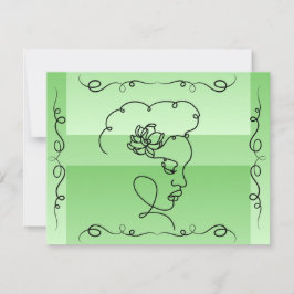 Belleza flotante: tarjeta blanca de arte de línea