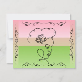 Belleza flotante: Tarjeta blanca de Peony Line Art