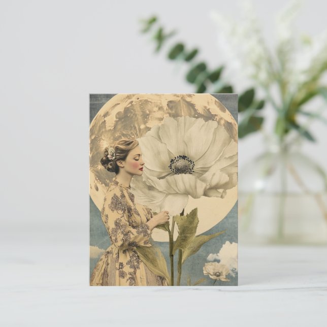 Belleza iluminada por la luna - Mujer con flores b (Anverso de pie)