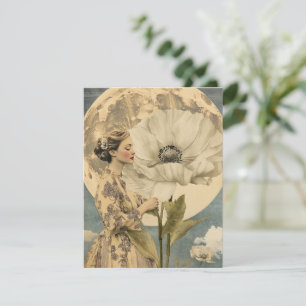 Belleza iluminada por la luna - Mujer con flores b