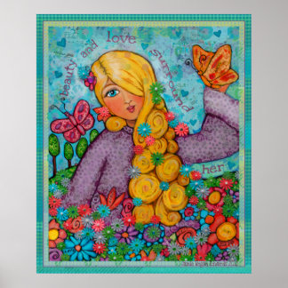 Belleza y amor Poster de arte Angélica de dama bel