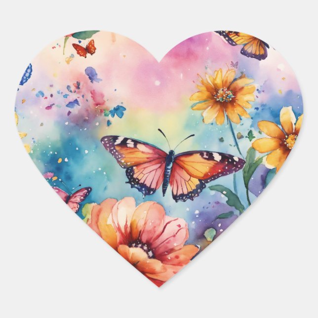 "Bellezas florecientes: Pegatina de flores y marip (Anverso)