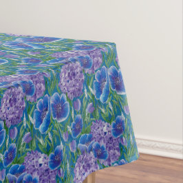 Bellisima Mantel de Mesa de Hortensias y Amapolas
