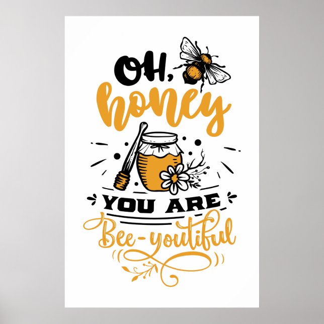 bello arte de palabras de abeja miel (Frente)