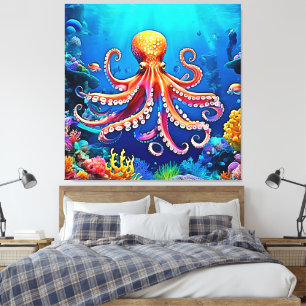 Bello arte de pulpos subacuáticos