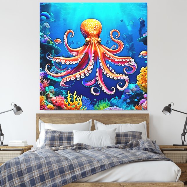 Bello arte de pulpos subacuáticos (Insitu(Dormitorio))