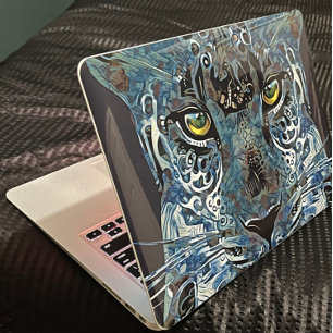 Bello blues leopardo, ojos dorados piel pegatina