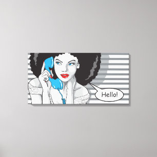 bello chica llamando, hola, arte POP