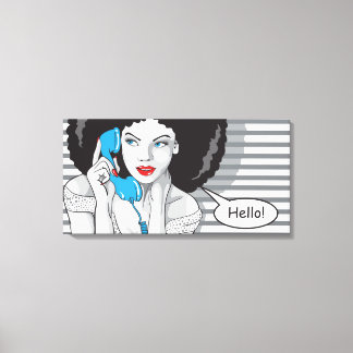 bello chica llamando, hola, arte POP