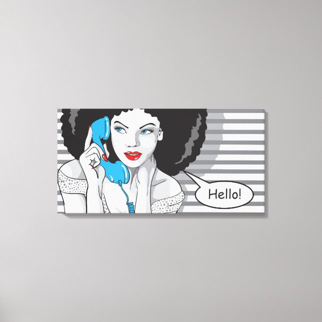 bello chica llamando, hola, arte POP (Anverso)