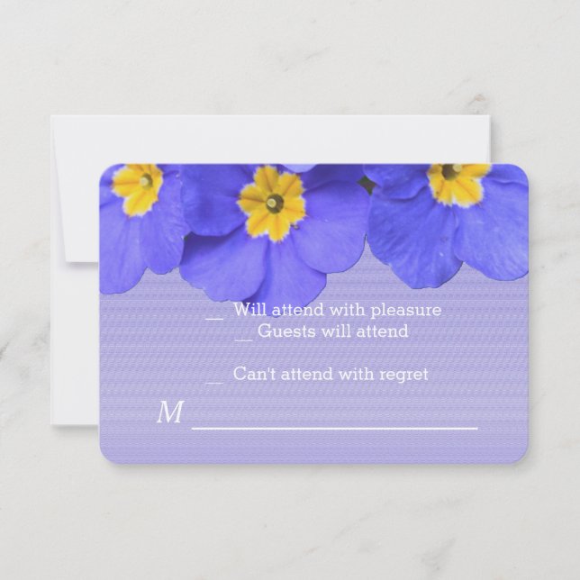 bello y elegante flores de jardín azul rsvp boda (Anverso)