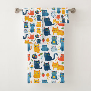 Bellos gatos kawaii, jugando con juguetes blanco b