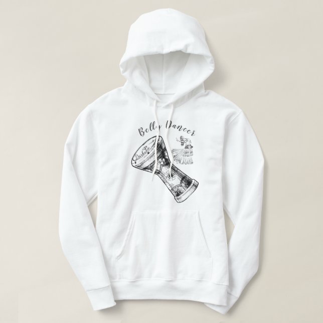 Belly Bailarina Darbuka Drum Sudadera Básica con c (Diseño del anverso)