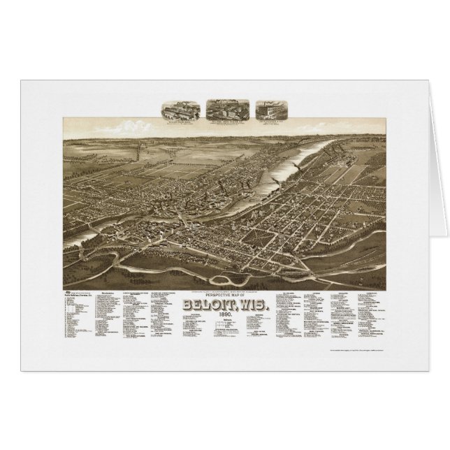 Beloit, mapa panorámico de los WI - 1890 (Anverso (Horizontal))