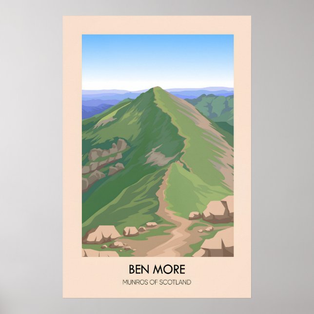Ben More Munros de Escocia Póster de viaje (Frente)
