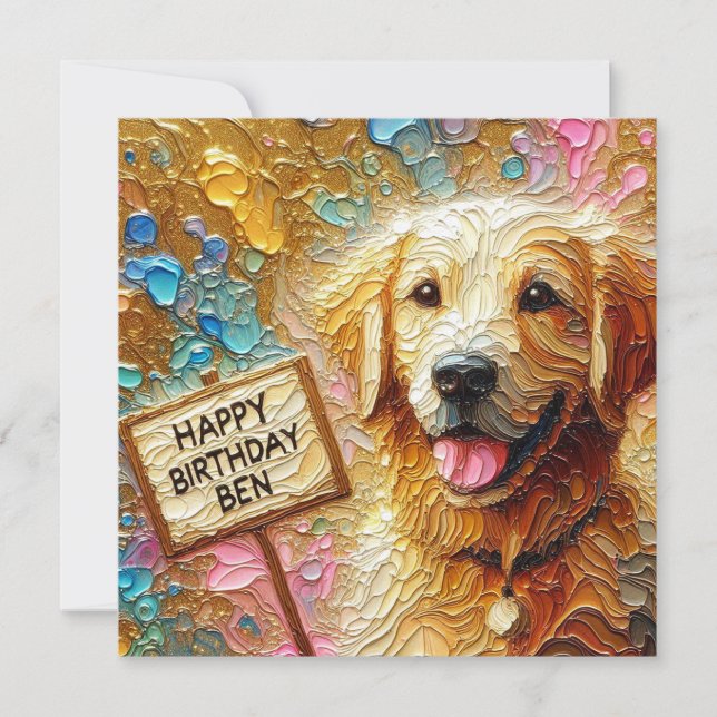 BEN ~ Tarjeta de cumpleaños ~ Golden Retriever ~ (Anverso)