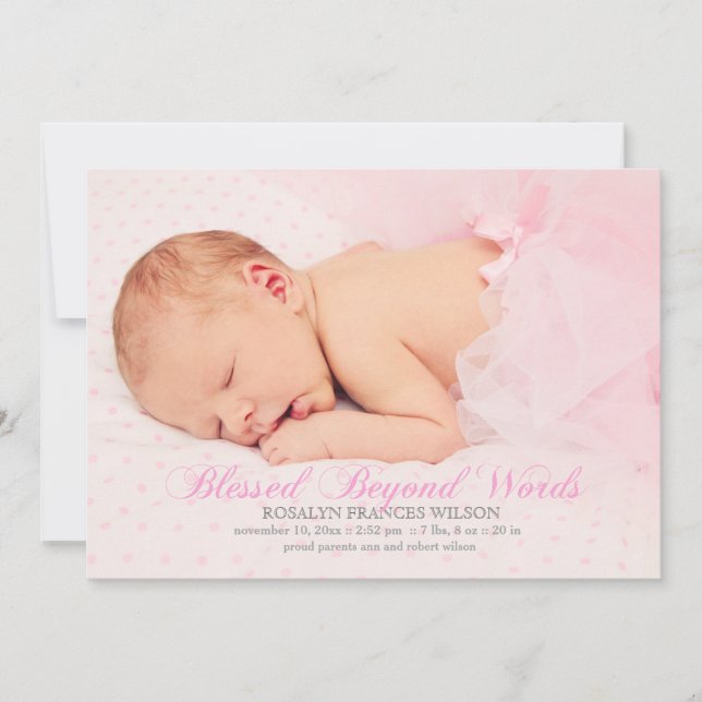 Bendecido Con Un Anuncio De Nacimiento Foto Chica (Anverso)