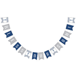 Bendice el cartel de nuestro hijo, azul de la mari