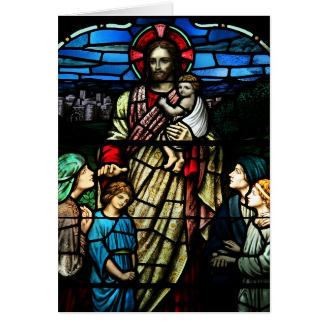 Bendice la tarjeta de vidrio manchado para niños (Frente)