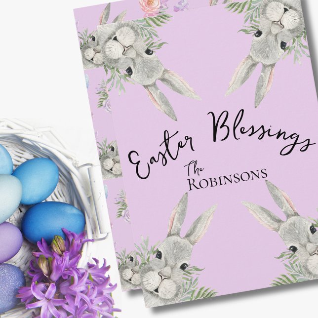 Bendición de Pascua Curioso Bunny Lilac Hojas (Subido por el creador)