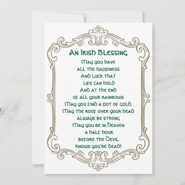 Bendición irlandesa vintage Tarjeta de felicitació (Anverso)