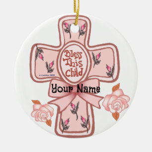Bendición rosa Este Niño Ornamento De Cruz Cristia