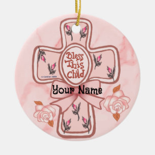 Bendición rosa Este Niño Ornamento De Cruz Cristia