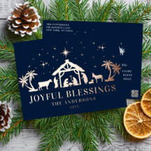 Bendiciones Alegres Tarjeta Religiosa de Navidad N