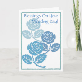 Bendiciones azules de los rosas en su tarjeta del