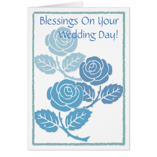 Bendiciones azules de los rosas en su tarjeta del