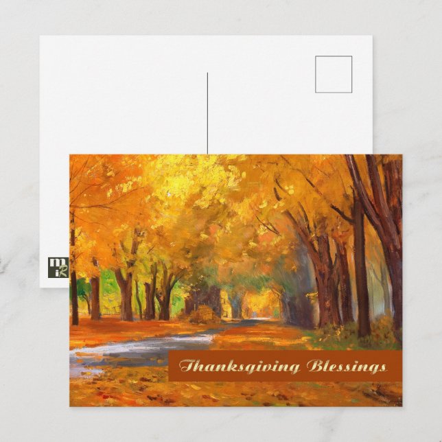 Bendiciones de Acción de Gracias. Postal Bella Art (Anverso / Reverso)
