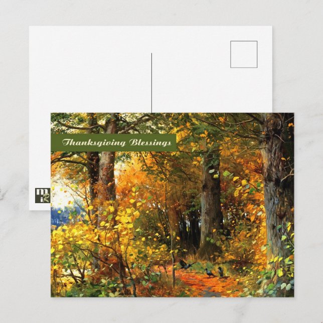 Bendiciones de Acción de Gracias. Postal Bella Art (Anverso / Reverso)